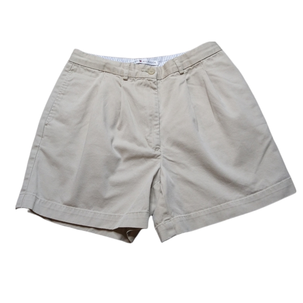 Tommy Hilfiger Casual Pleated Beige Tan Khaki Shorts Chino Size 6